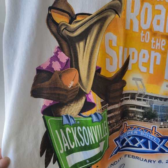 RARE VTG NFL Reebok NEW WHITE T SHIRT LARGE GRAPHIC SUPER BOWL 2005 JACKSONVILLE - Picture 2 of 9